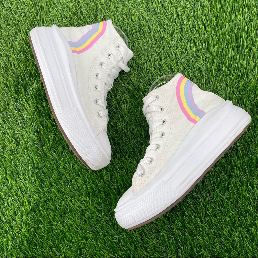 Chuck Taylor All Star Move Platform Rainbow Cloud Lace Up Sneaker